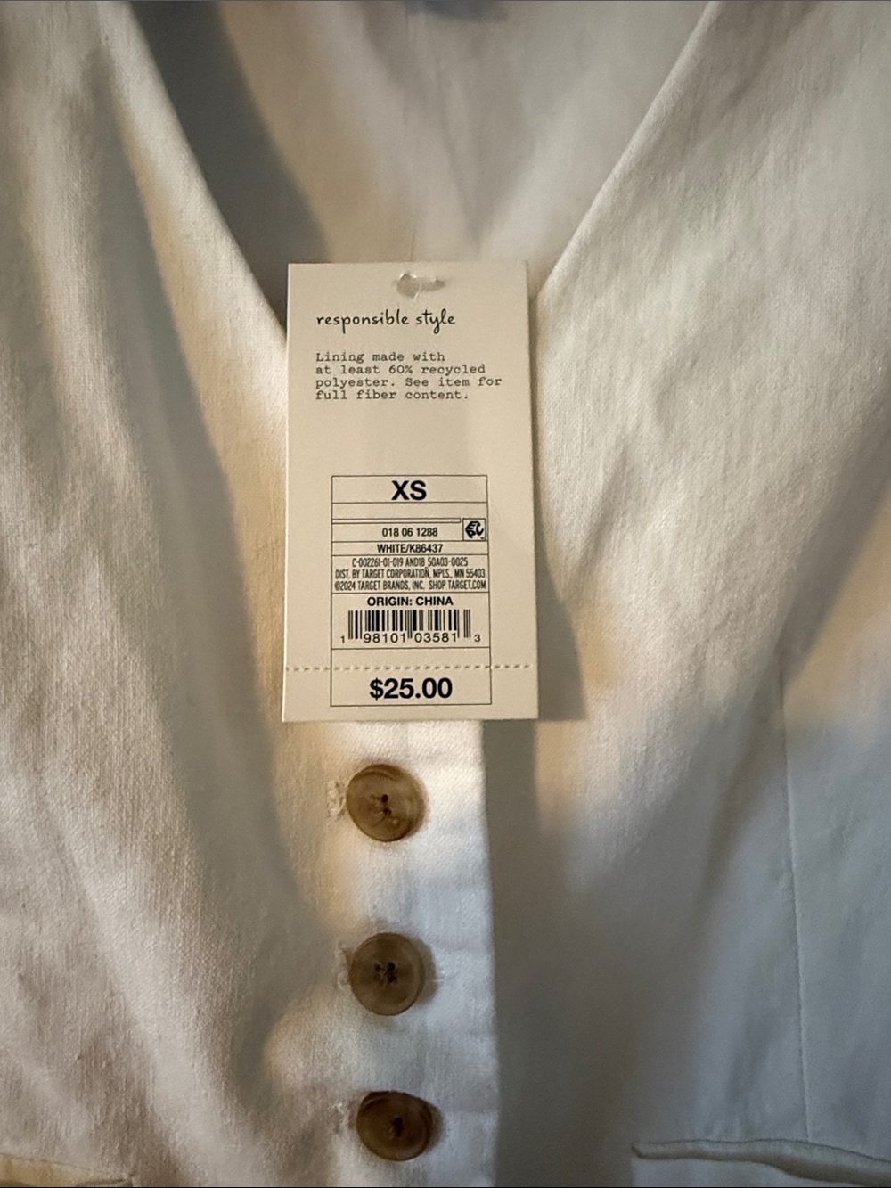 A New Day Classic White Women's Size Extra Small XS Linen Vest NEW NWT - Picture 3 of 7